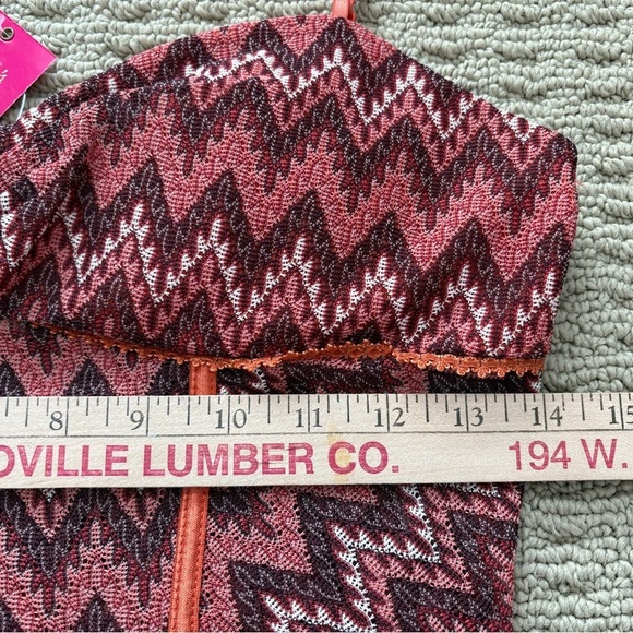 NWT Candie's Camisole Top Large Babydoll Corset Orange Burgundy Chevron - Picture 8 of 9